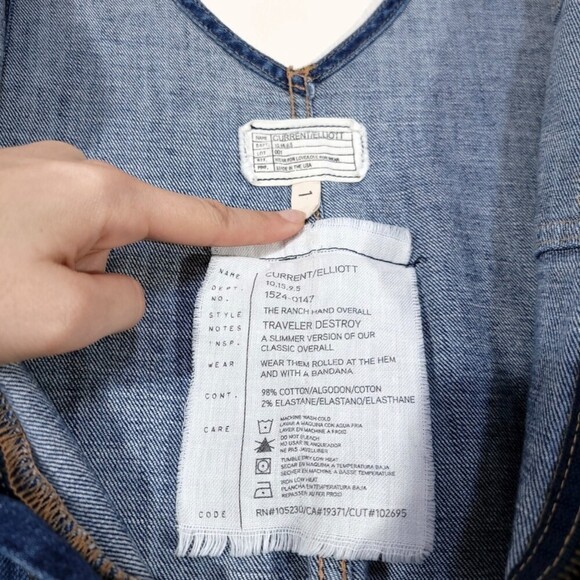 CURRENT/ELLIOTT Ranch Hand Overall Traveler Destroy Western Denim Jumpsuit Small - Picture 11 of 11